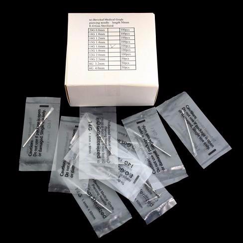 100PC Piercing Needles Sterile Disposable Body Piercing Needles For Ear Nose Navel Nipple
