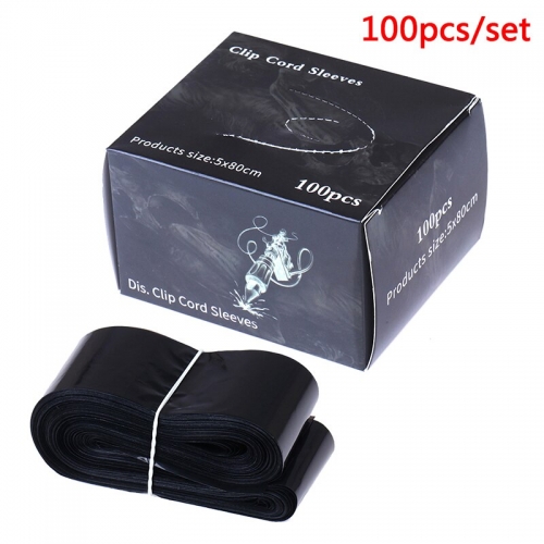 100Pcs Black Tattoo Clip Cord Sleeves Bags Covers