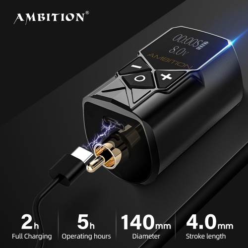 Ambition kuark Wireless Tattoo Battery Power Supply RCA Interface 1950amh portable LCD Display For Rotary Machine Fast Charger