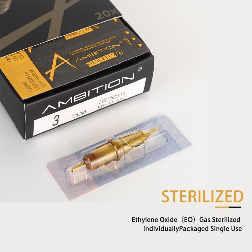 Ambition Golden Armor Tattoo Cartridge Needles RL Disposable Sterilized Safety Tattoo Needle for Cartridge Machines Grips 20pcs